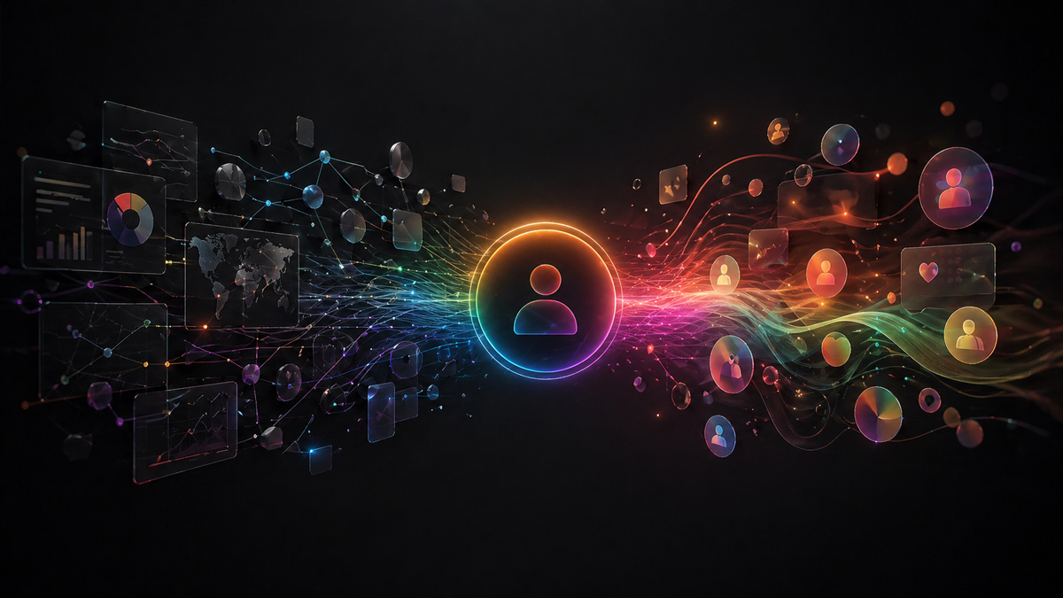 Abstracte visual over menselijke B2B-communicatie