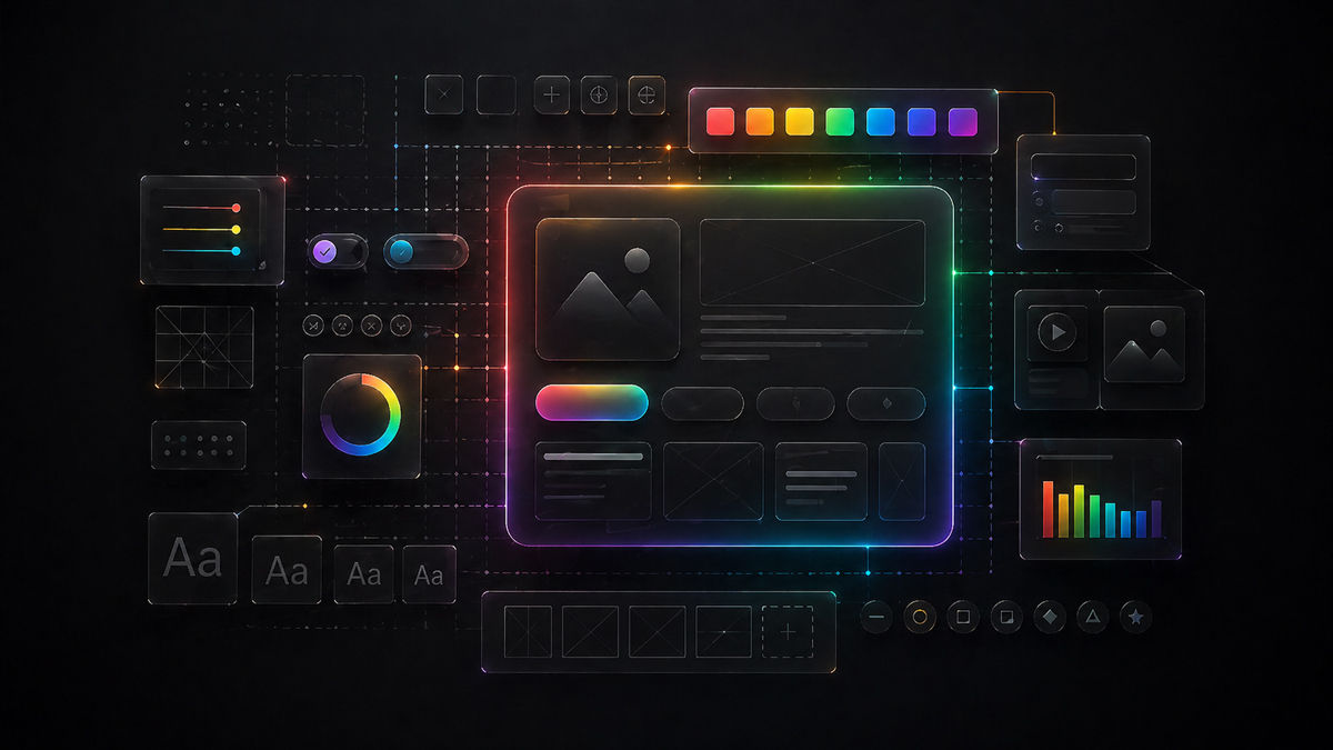 Abstracte visual over design systems en modulaire componenten