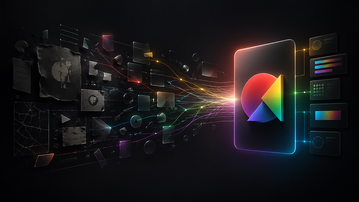 Abstracte visual over rebranding en merktransformatie